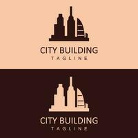 Skyline Logo, Simple Modern Design of Skyscrapers, Vector Cityscape Buildings, Icon Silhouette Illustration