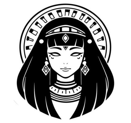 Cleopatra the queen of ancient Egypt, icon vector, cute cartoon.