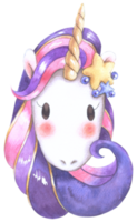 Licorne dessin animé personnage aquarelle png