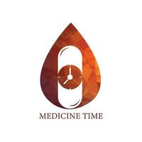 Time with pill vector logo template. Suitable for business. pharmacy, healthy, web and design