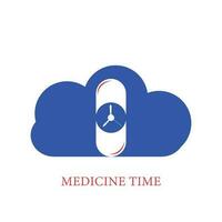 Time with pill vector logo template. Suitable for business. pharmacy, healthy, web and design