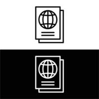 Passport vector line icon isolated on white and black background. Passport line icon for infographic, website or app.