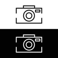 Camera outline icon on white and black background. Vector illustration