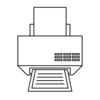impresora línea vector icono en blanco antecedentes