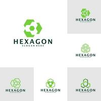 conjunto de hexágono logo plantilla, creativo hexágono logo diseño vector, hexágono logo concepto vector
