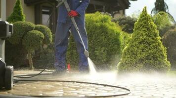 Driveway Pressure Wash. Cleaning Bricks Road and Garden Paths. video