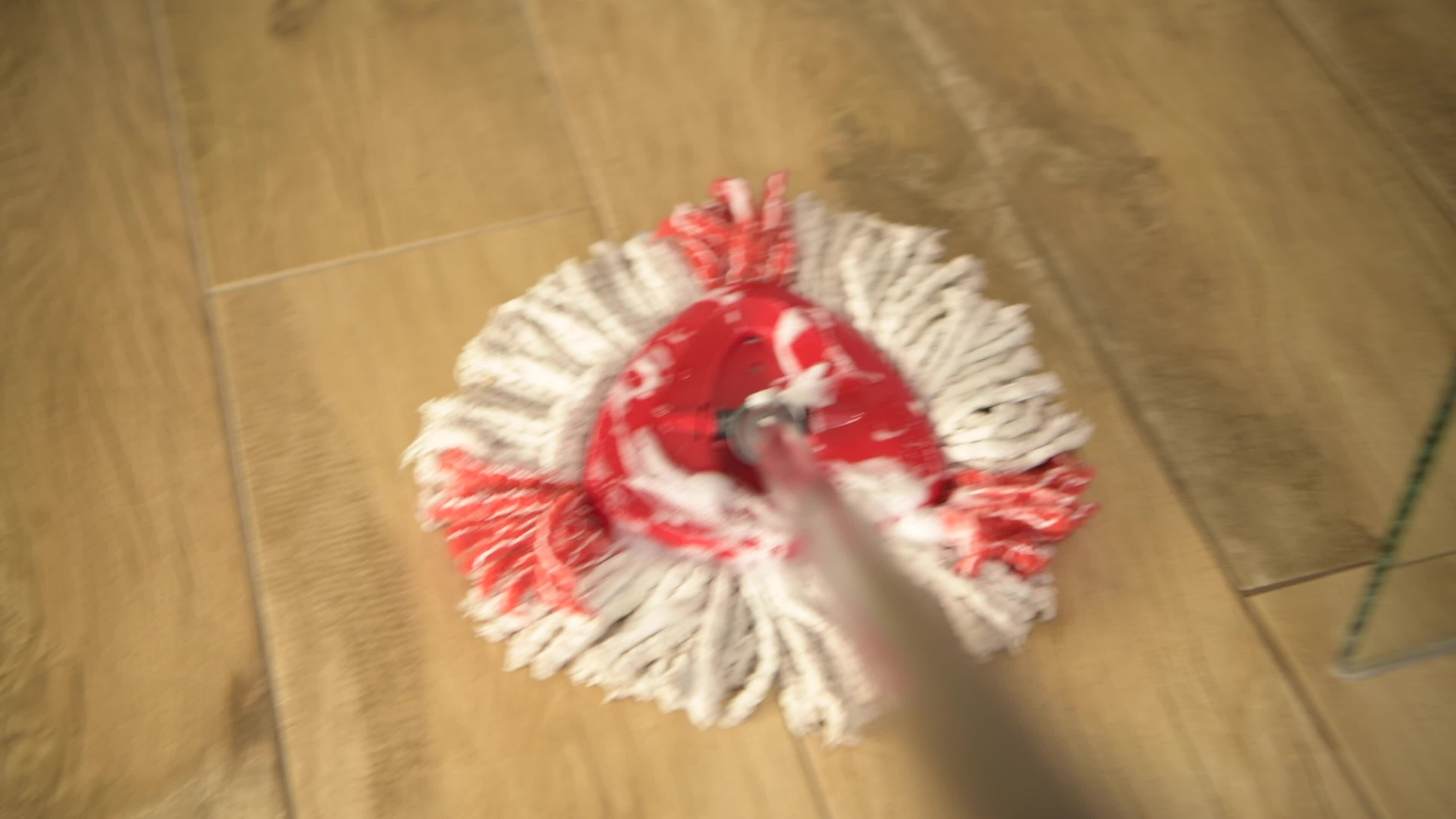 Mopping Bathroom Ceramic Tile Floor Closeup Video. 24249728 Stock Video