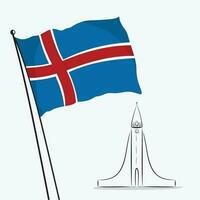 un Islandia bandera con un arce hoja en eso y vector ilustración de Islandia bandera y vector Arte ilustración modelo bandera diseño