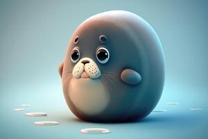 3D cute seal cartoon photo