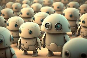3D cute large robot army. photo
