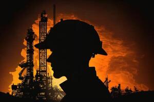 Oil gas industry business silhouette technology concept. photo