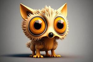 3D cute big eye wolf cartoon photo