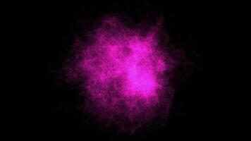 3D abstract digital technology animated pink light particles on black background. video