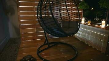 Oval Shape Chair On Wooden Deck. video