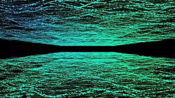 3d resumen digital tecnología animado verde azul ligero partículas en negro antecedentes. video