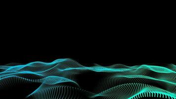 3D abstract digital technology animated blue light particles on black background. video