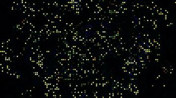 3D abstract digital technology animated multicolor particles on black background. video