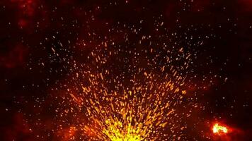 queimando vermelho quente faíscas subir a partir de fogo desatado ciclo ,fogo partículas sobre fundo com vermelho fumaça video