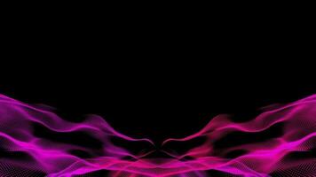 3D abstract digital technology animated pink light particles on black background. video