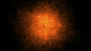 3D abstract digital technology animated orange-red light particles on black background. video