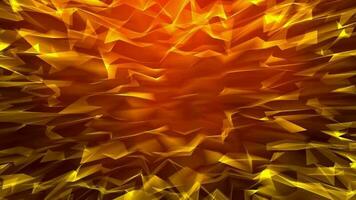 3D abstract digital technology animated orange-yellow light particles on red background. video