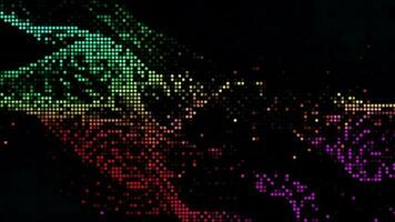 3D abstract digital technology animated multicolor light particles. video