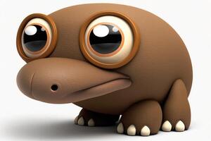 3D cute big eye platypus cartoon. photo