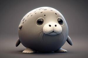 3D cute seal cartoon. photo