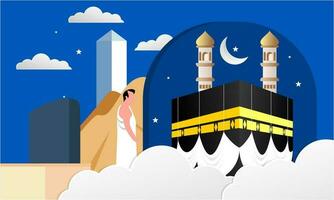 islámico peregrinaje Orando para hajj mabroor ilustración vector