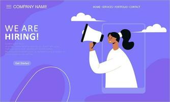 We are hiring landing page vector