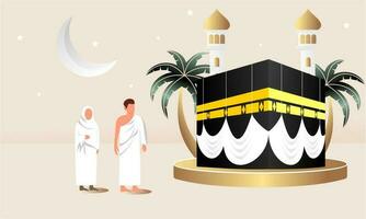 Islamic pilgrimage praying for hajj mabroor illustration vector