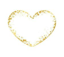 Abstract Heart Shaped Gold Ink Splatter Frame. Golden Valentines Day border template. vector