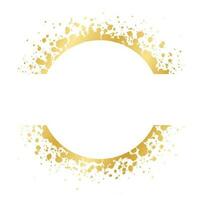 Abstract Round Gold Ink Splatter Frame. Golden foil spray border template. vector