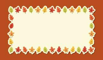 Rectangle autumn frame made of leaves. Modern vector illustration. Halloween, Thanksgiving fall border template.