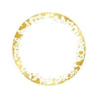 Abstract Round Gold Ink Splatter Frame. Golden foil spray border template. vector