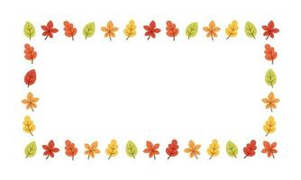 Rectangle autumn frame made of leaves. Modern vector illustration. Halloween, Thanksgiving fall border template.