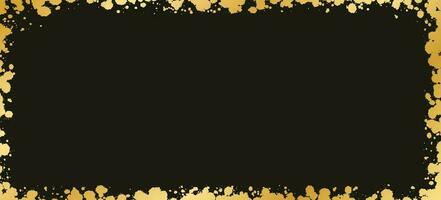 Abstract Rectangle Gold Ink Splatter Frame. Golden foil spray banner border template. vector