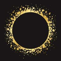 Abstract Round Gold Ink Splatter Frame. Golden foil spray border template. vector