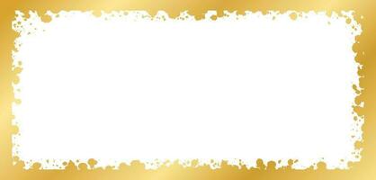 Abstract Rectangle Gold Ink Splatter Frame. Golden foil spray banner border template. vector