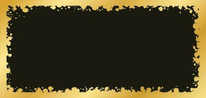 Abstract Rectangle Gold Ink Splatter Frame. Golden foil spray banner border template. vector