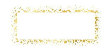 Abstract Rectangle Gold Ink Splatter Frame. Golden foil spray banner border template. vector