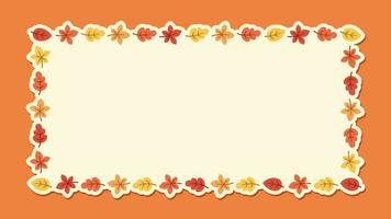 Rectangle autumn frame made of leaves. Modern vector illustration. Halloween, Thanksgiving fall border template.