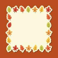 Autumn square frame with seasonal leaves. Modern vector illustration. Halloween, Thanksgiving border template.