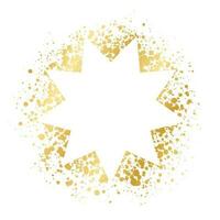 Abstract explosion shape gold ink splatter frame. Golden paint spray graffiti stencil border template. vector