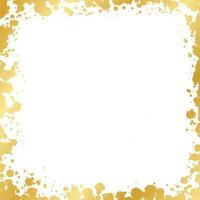 Abstract Square Gold Ink Splatter Frame. Golden foil spray border template. vector