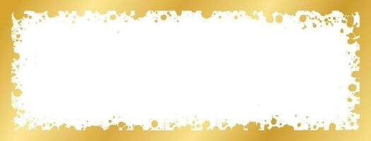 Abstract Rectangle Gold Ink Splatter Frame. Golden foil spray banner border template. vector