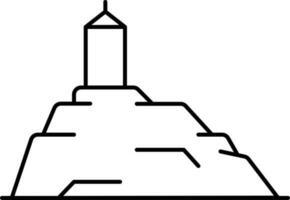 Black Line Art Illustration Of Mount Arafat Icon. vector