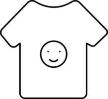 Smiley Face T-shirt Icon In Line Art. vector