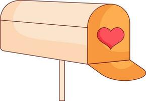 Isolated Letter Box With Heart Icon In Peach And Orange Color. vector