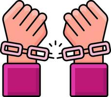 Chain Break Or Freedom Hand Icon In Flat Style. vector